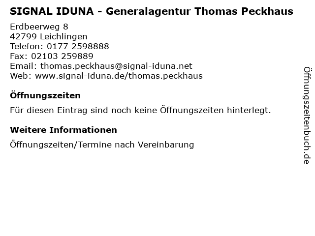SIGNAL IDUNA - Generalagentur Thomas Peckhaus in Leichlingen: Adresse und Öffnungszeiten