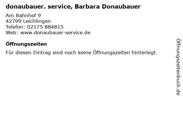 donaubauer. service, Barbara Donaubauer in Leichlingen: Adresse und Öffnungszeiten