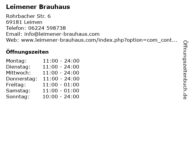 Leimener Brauhaus in Leimen: Adresse und Öffnungszeiten