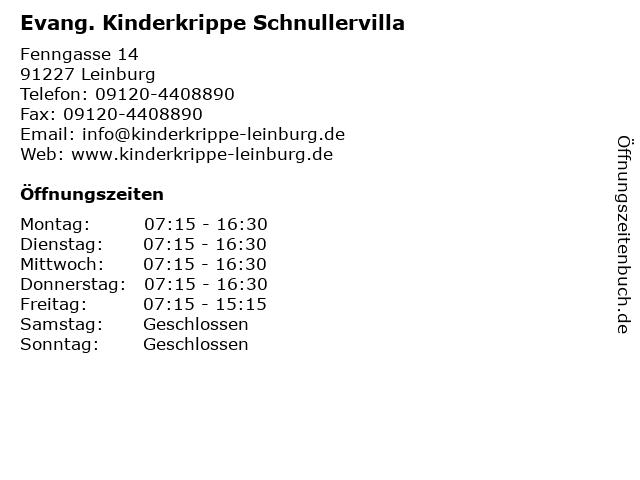 Evang. Kinderkrippe Schnullervilla in Leinburg: Adresse und Öffnungszeiten