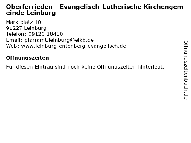 Oberferrieden - Evangelisch-Lutherische Kirchengemeinde Leinburg in Leinburg: Adresse und Öffnungszeiten