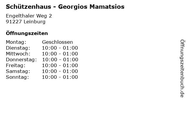 Schützenhaus - Georgios Mamatsios in Leinburg: Adresse und Öffnungszeiten