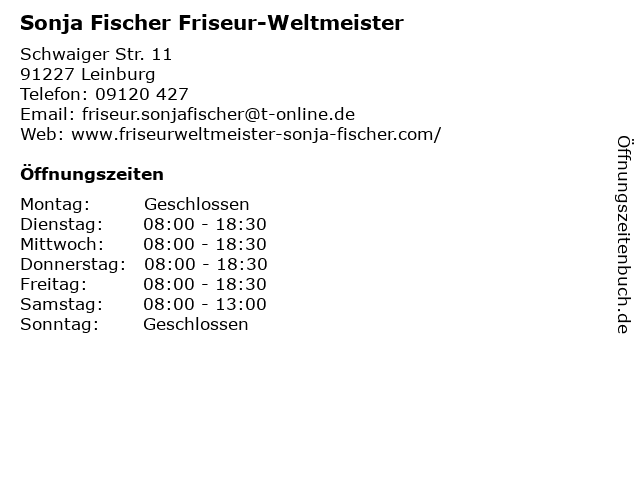 Sonja Fischer Friseur-Weltmeister in Leinburg: Adresse und Öffnungszeiten