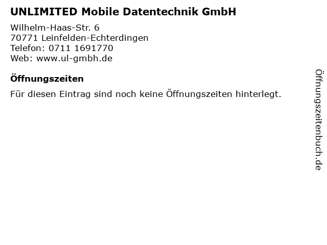 UNLIMITED Mobile Datentechnik GmbH in Leinfelden-Echterdingen: Adresse und Öffnungszeiten