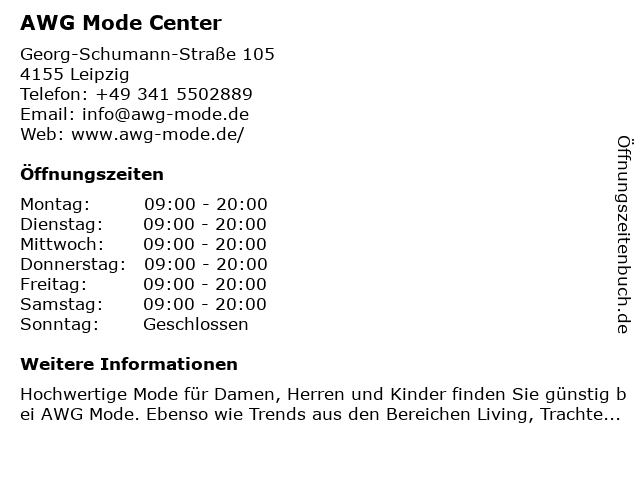 AWG Mode Center in Leipzig: Adresse und Öffnungszeiten