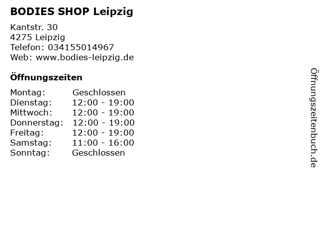 BODIES SHOP Leipzig in Leipzig: Adresse und Öffnungszeiten