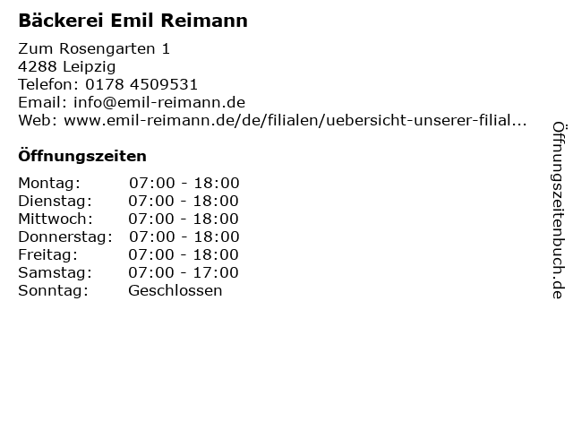 Bäckerei Emil Reimann in Leipzig: Adresse und Öffnungszeiten