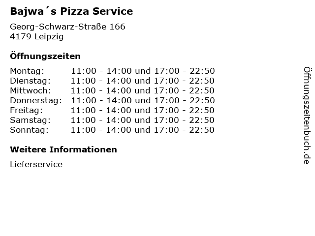 Bajwa´s Pizza Service in Leipzig: Adresse und Öffnungszeiten