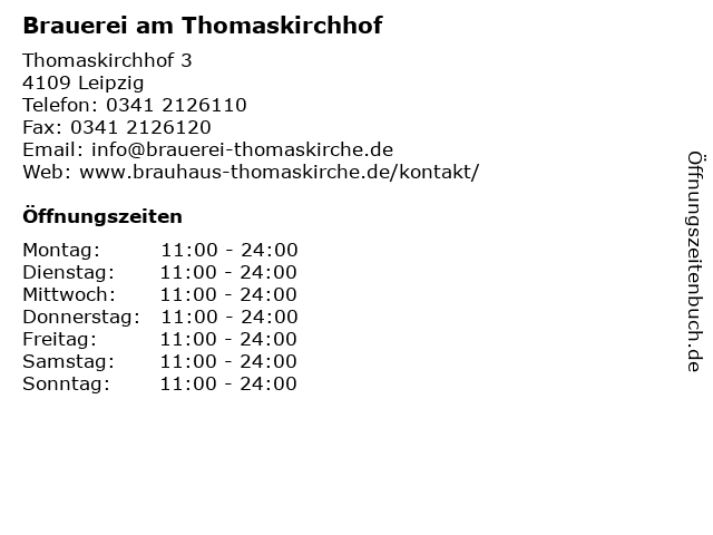 Brauerei am Thomaskirchhof in Leipzig: Adresse und Öffnungszeiten