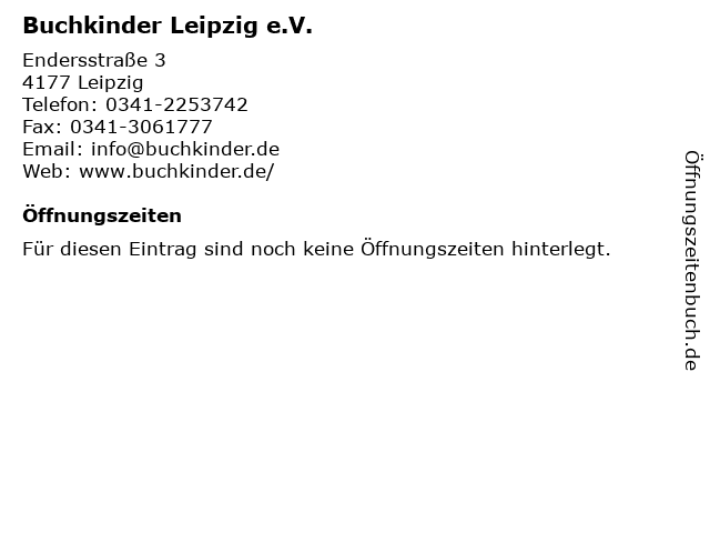 Buchkinder Leipzig e.V. in Leipzig: Adresse und Öffnungszeiten