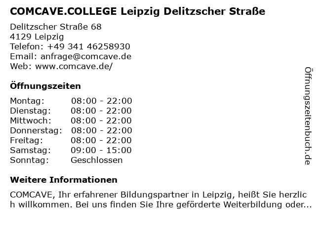 COMCAVE.COLLEGE Leipzig Delitzscher Straße in Leipzig: Adresse und Öffnungszeiten