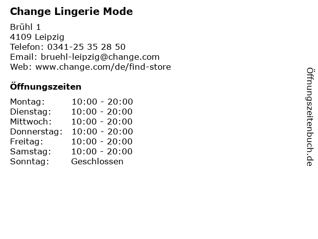 Change Lingerie Mode in Leipzig: Adresse und Öffnungszeiten