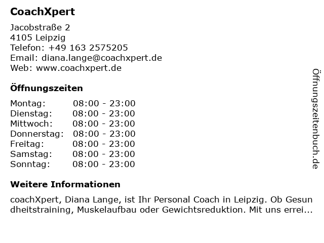CoachXpert in Leipzig: Adresse und Öffnungszeiten