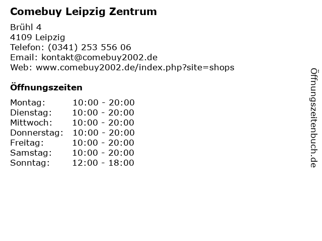 Comebuy Leipzig Zentrum in Leipzig: Adresse und Öffnungszeiten