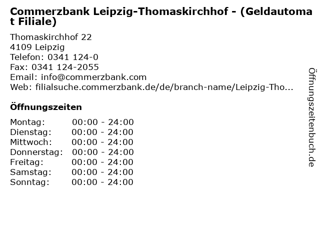 Commerzbank Leipzig-Thomaskirchhof - (Geldautomat Filiale) in Leipzig: Adresse und Öffnungszeiten