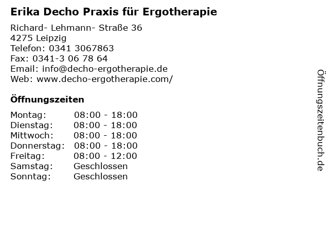 Erika Decho Praxis für Ergotherapie in Leipzig: Adresse und Öffnungszeiten