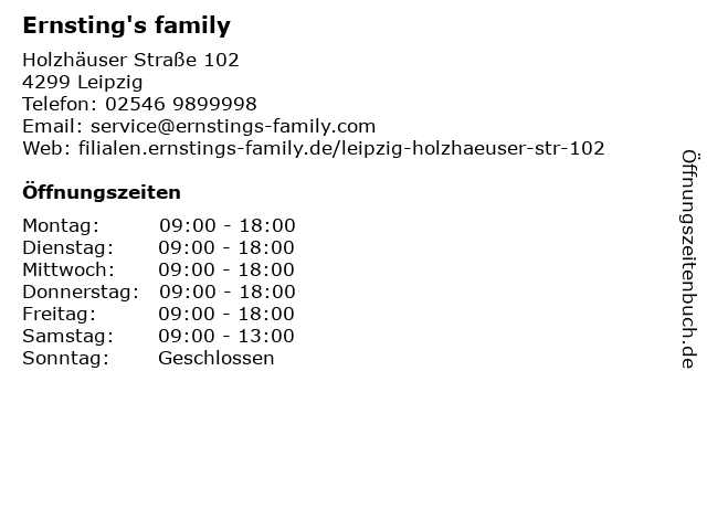Ernsting's family in Leipzig: Adresse und Öffnungszeiten