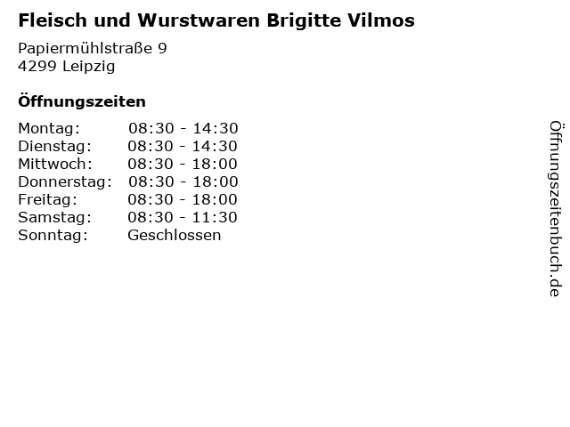 Fleisch und Wurstwaren Brigitte Vilmos in Leipzig: Adresse und Öffnungszeiten