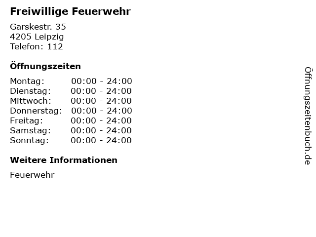 Freiwillige Feuerwehr in Leipzig: Adresse und Öffnungszeiten