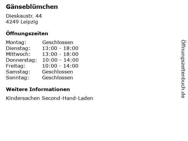 Gänseblümchen in Leipzig: Adresse und Öffnungszeiten