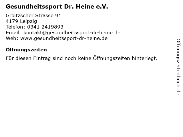 Gesundheitssport Dr. Heine e.V. in Leipzig: Adresse und Öffnungszeiten
