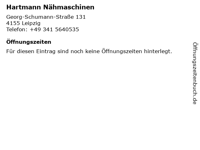 Hartmann Nähmaschinen in Leipzig: Adresse und Öffnungszeiten