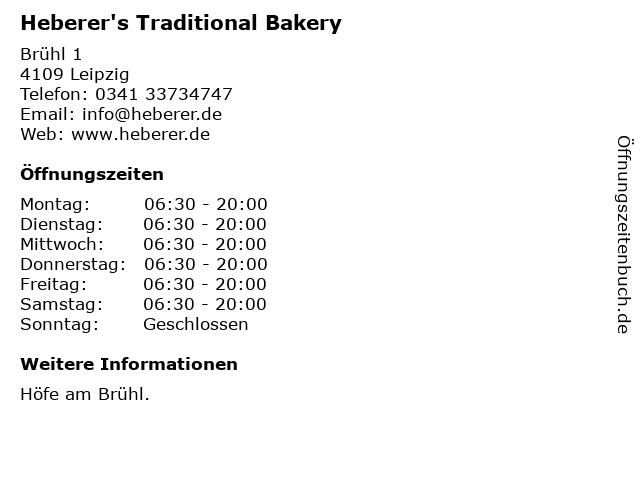Heberer's Traditional Bakery in Leipzig: Adresse und Öffnungszeiten