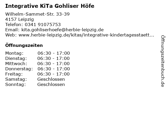 Integrative KiTa Gohliser Höfe in Leipzig: Adresse und Öffnungszeiten
