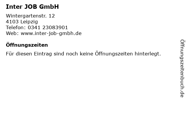 Inter JOB GmbH in Leipzig: Adresse und Öffnungszeiten