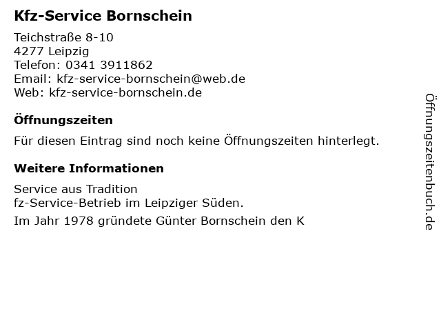 Kfz-Service Bornschein in Leipzig: Adresse und Öffnungszeiten