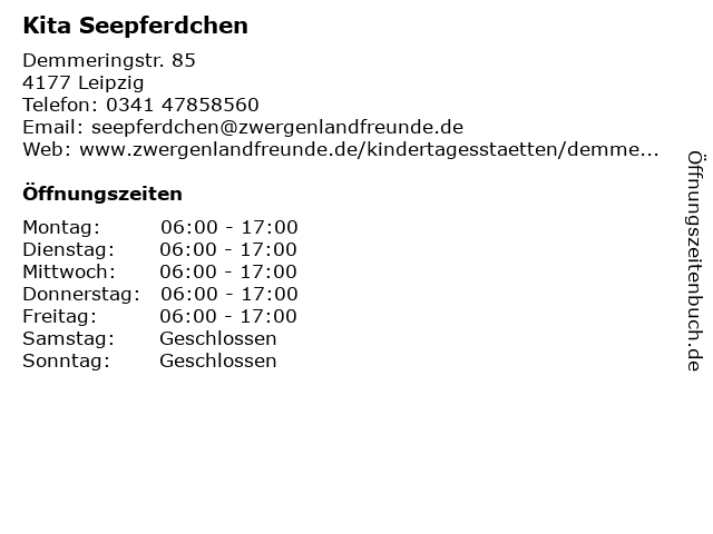 Kita Seepferdchen in Leipzig: Adresse und Öffnungszeiten