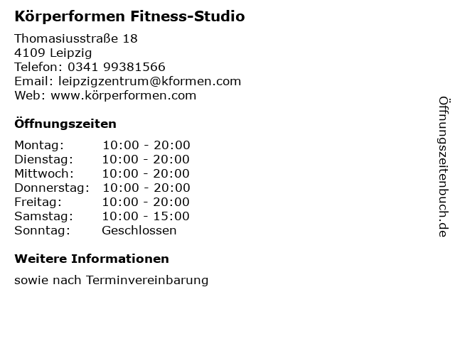 Körperformen Fitness-Studio in Leipzig: Adresse und Öffnungszeiten
