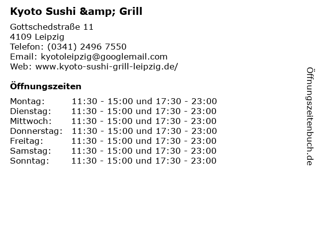 Kyoto Sushi & Grill in Leipzig: Adresse und Öffnungszeiten