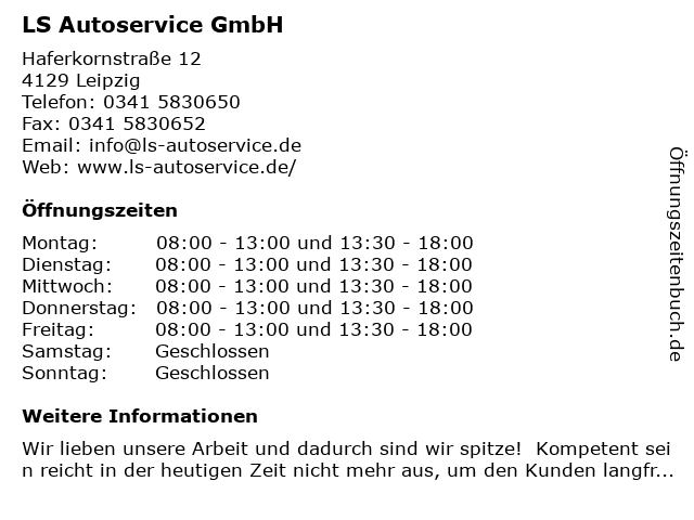 LS Auto-Service GmbH in Leipzig: Adresse und Öffnungszeiten
