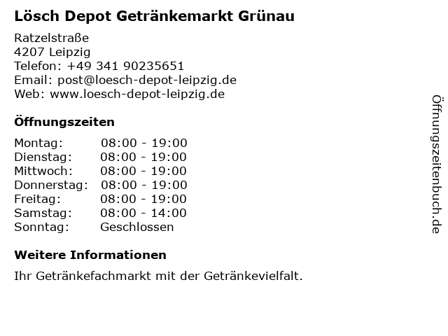 Lösch Depot Getränkemarkt Grünau in Leipzig: Adresse und Öffnungszeiten