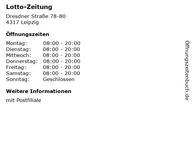 Lotto-Zeitung in Leipzig: Adresse und Öffnungszeiten