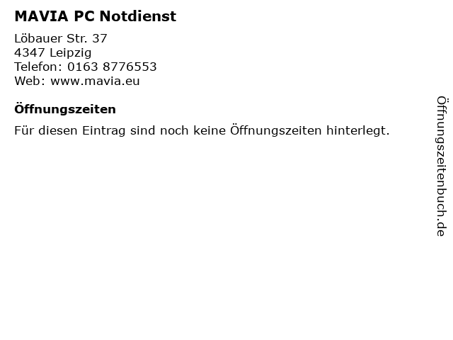 MAVIA PC Notdienst in Leipzig: Adresse und Öffnungszeiten