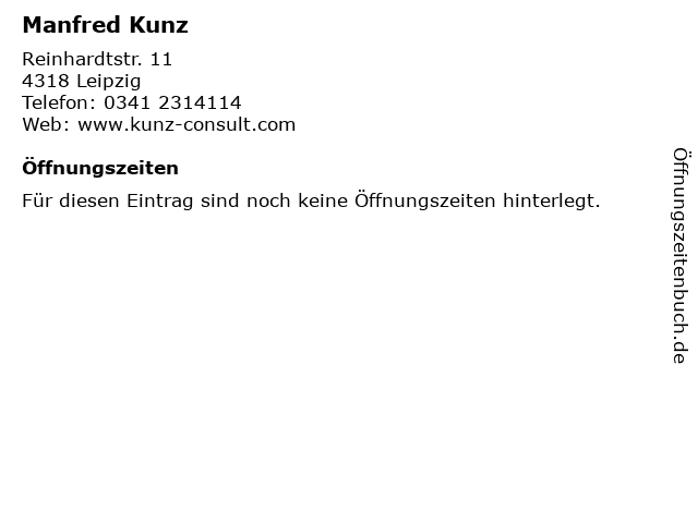 Manfred Kunz in Leipzig: Adresse und Öffnungszeiten