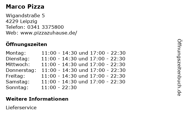 Marco Pizza in Leipzig: Adresse und Öffnungszeiten