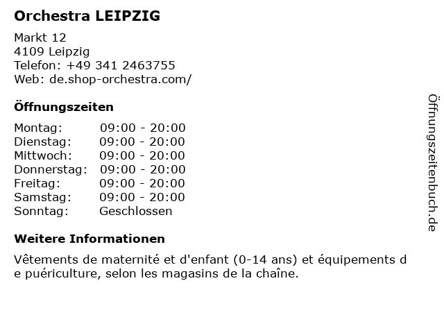 Orchestra LEIPZIG in Leipzig: Adresse und Öffnungszeiten
