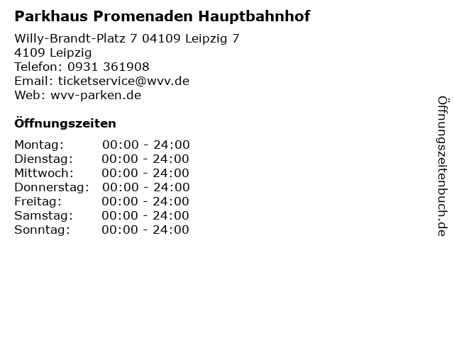 Parkhaus Promenaden Hauptbahnhof in Leipzig: Adresse und Öffnungszeiten