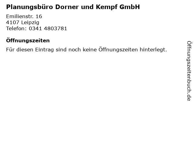 Planungsbüro Dorner und Kempf GmbH in Leipzig: Adresse und Öffnungszeiten