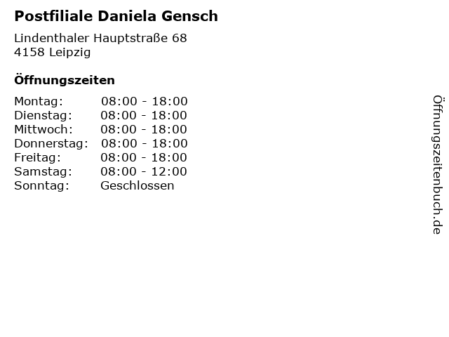 Postfiliale Daniela Gensch in Leipzig: Adresse und Öffnungszeiten