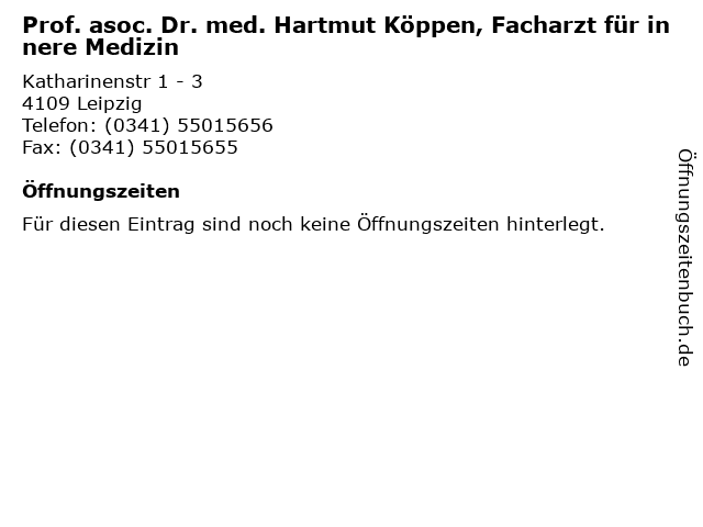 Prof. asoc. Dr. med. Hartmut Köppen, Facharzt für innere Medizin in Leipzig: Adresse und Öffnungszeiten