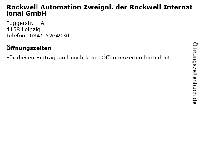 Rockwell Automation Zweignl. der Rockwell International GmbH in Leipzig: Adresse und Öffnungszeiten