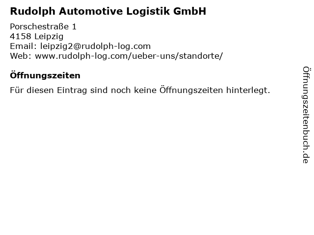 Rudolph Automotive Logistik GmbH in Leipzig: Adresse und Öffnungszeiten