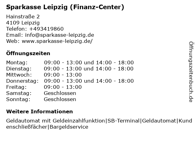 Sparkasse Leipzig (Geschäftsstelle) in Leipzig: Adresse und Öffnungszeiten