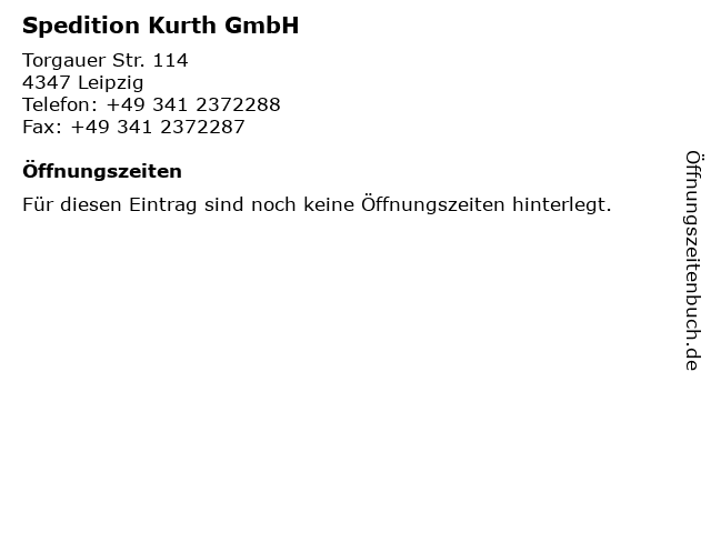 Spedition Kurth GmbH in Leipzig: Adresse und Öffnungszeiten