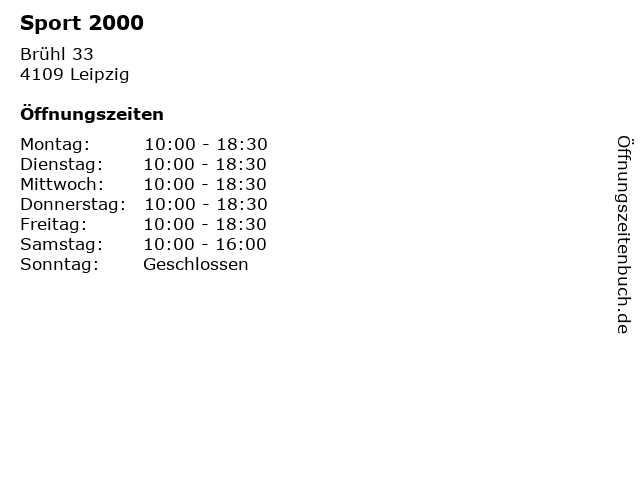 Sport 2000 in Leipzig: Adresse und Öffnungszeiten