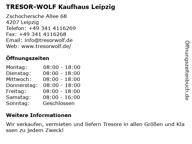 TRESOR-WOLF Kaufhaus Leipzig in Leipzig: Adresse und Öffnungszeiten